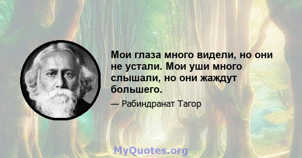 Мои глаза много видели, но они не устали. Мои уши много слышали, но они жаждут большего.