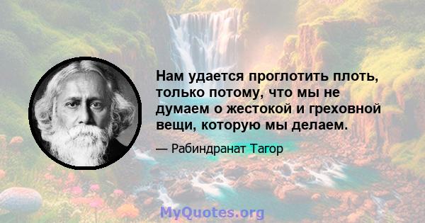 Нам удается проглотить плоть, только потому, что мы не думаем о жестокой и греховной вещи, которую мы делаем.