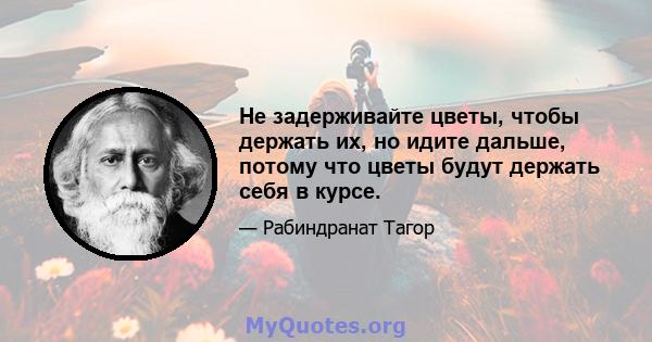 Не задерживайте цветы, чтобы держать их, но идите дальше, потому что цветы будут держать себя в курсе.