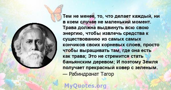 Тем не менее, то, что делает каждый, ни в коем случае не маленький момент. Трава должна выдвинуть всю свою энергию, чтобы извлечь средства к существованию из самых самых кончиков своих корневых слоев, просто чтобы