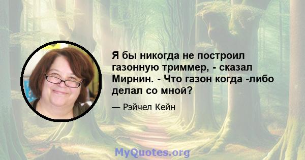 Я бы никогда не построил газонную триммер, - сказал Мирнин. - Что газон когда -либо делал со мной?