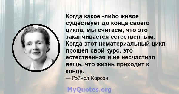 Когда какое -либо живое существует до конца своего цикла, мы считаем, что это заканчивается естественным. Когда этот нематериальный цикл прошел свой курс, это естественная и не несчастная вещь, что жизнь приходит к