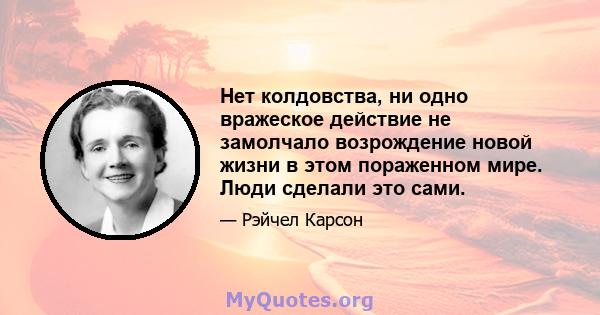 Нет колдовства, ни одно вражеское действие не замолчало возрождение новой жизни в этом пораженном мире. Люди сделали это сами.