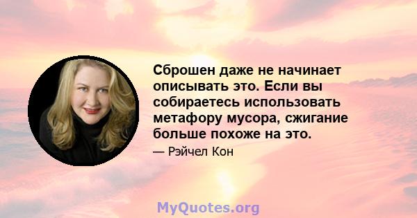 Сброшен даже не начинает описывать это. Если вы собираетесь использовать метафору мусора, сжигание больше похоже на это.