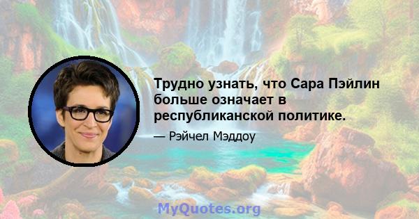 Трудно узнать, что Сара Пэйлин больше означает в республиканской политике.