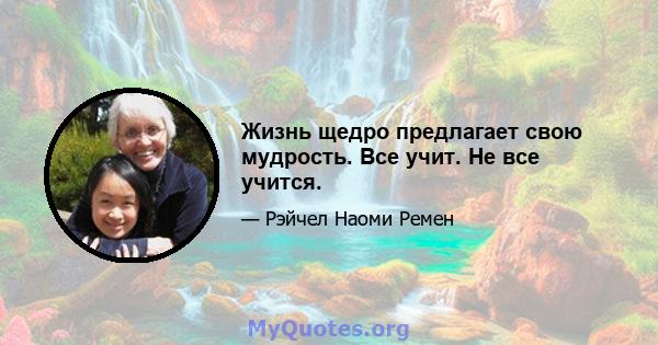 Жизнь щедро предлагает свою мудрость. Все учит. Не все учится.