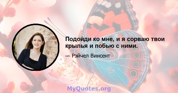 Подойди ко мне, и я сорваю твои крылья и побью с ними.