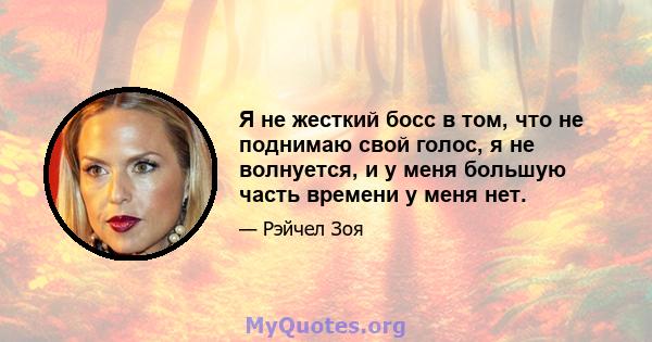 Я не жесткий босс в том, что не поднимаю свой голос, я не волнуется, и у меня большую часть времени у меня нет.