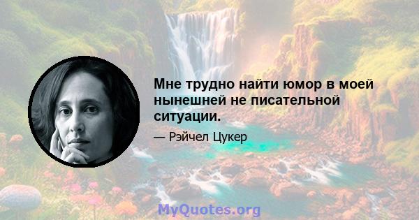 Мне трудно найти юмор в моей нынешней не писательной ситуации.