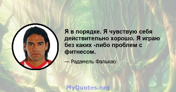 Я в порядке. Я чувствую себя действительно хорошо. Я играю без каких -либо проблем с фитнесом.