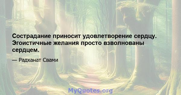 Сострадание приносит удовлетворение сердцу. Эгоистичные желания просто взволнованы сердцем.