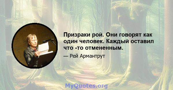 Призраки рой. Они говорят как один человек. Каждый оставил что -то отмененным.