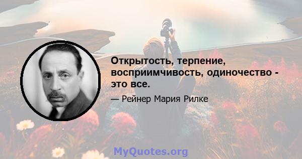 Открытость, терпение, восприимчивость, одиночество - это все.