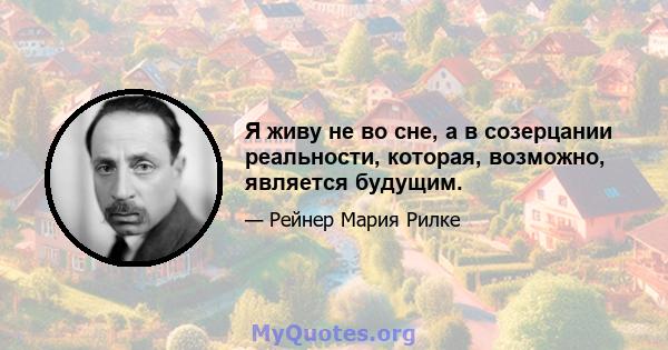 Я живу не во сне, а в созерцании реальности, которая, возможно, является будущим.