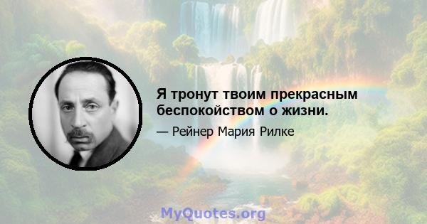 Я тронут твоим прекрасным беспокойством о жизни.