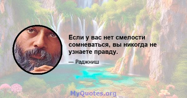 Если у вас нет смелости сомневаться, вы никогда не узнаете правду.