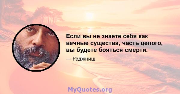 Если вы не знаете себя как вечные существа, часть целого, вы будете бояться смерти.