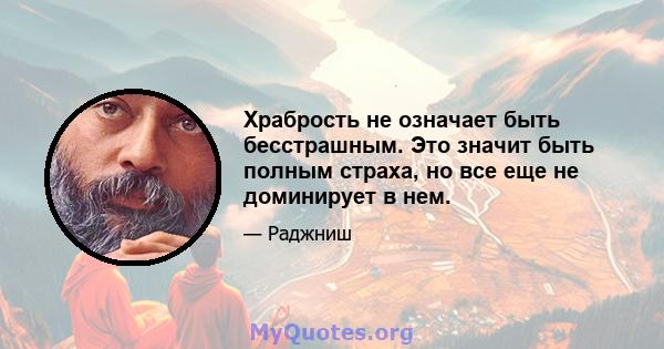 Храбрость не означает быть бесстрашным. Это значит быть полным страха, но все еще не доминирует в нем.