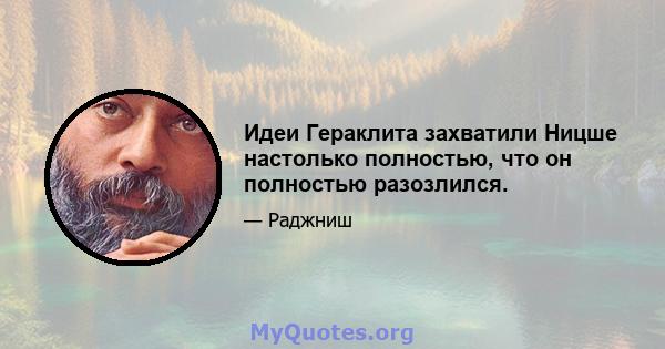 Идеи Гераклита захватили Ницше настолько полностью, что он полностью разозлился.