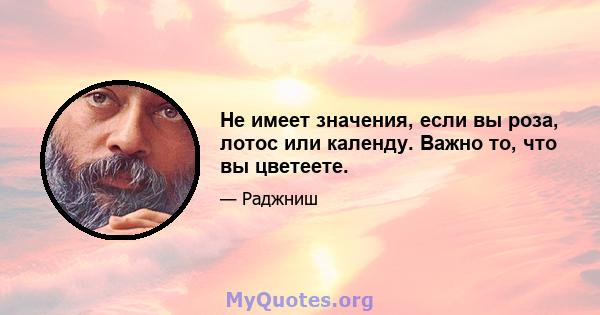 Не имеет значения, если вы роза, лотос или календу. Важно то, что вы цветеете.