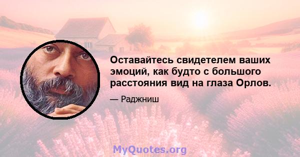 Оставайтесь свидетелем ваших эмоций, как будто с большого расстояния вид на глаза Орлов.