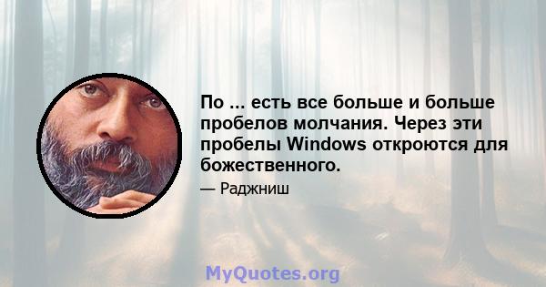 По ... есть все больше и больше пробелов молчания. Через эти пробелы Windows откроются для божественного.