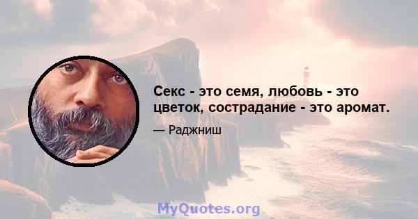 Секс - это семя, любовь - это цветок, сострадание - это аромат.