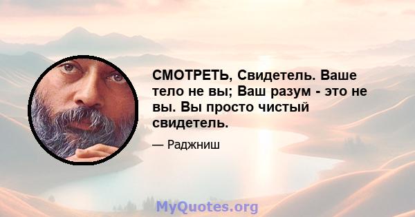 СМОТРЕТЬ, Свидетель. Ваше тело не вы; Ваш разум - это не вы. Вы просто чистый свидетель.