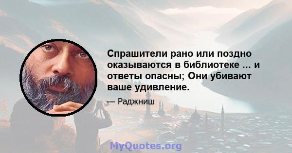 Спрашители рано или поздно оказываются в библиотеке ... и ответы опасны; Они убивают ваше удивление.