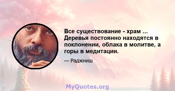 Все существование - храм ... Деревья постоянно находятся в поклонении, облака в молитве, а горы в медитации.