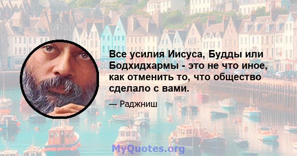 Все усилия Иисуса, Будды или Бодхидхармы - это не что иное, как отменить то, что общество сделало с вами.