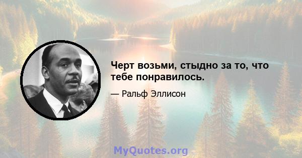 Черт возьми, стыдно за то, что тебе понравилось.