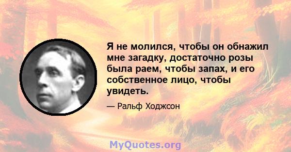 Я не молился, чтобы он обнажил мне загадку, достаточно розы была раем, чтобы запах, и его собственное лицо, чтобы увидеть.