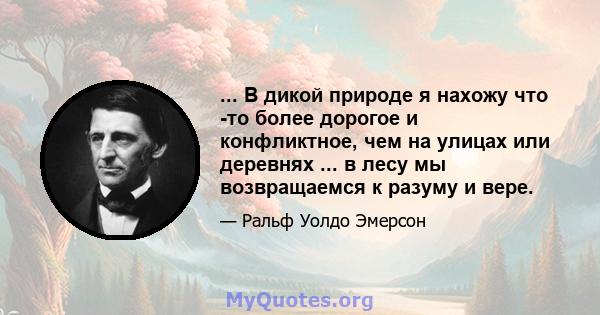 ... В дикой природе я нахожу что -то более дорогое и конфликтное, чем на улицах или деревнях ... в лесу мы возвращаемся к разуму и вере.