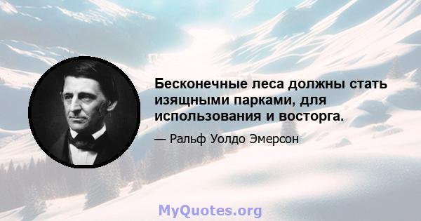 Бесконечные леса должны стать изящными парками, для использования и восторга.