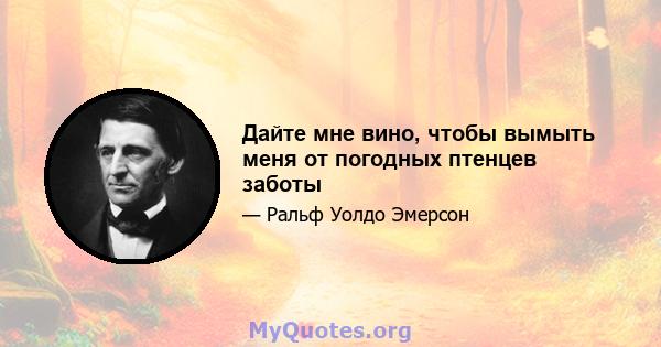 Дайте мне вино, чтобы вымыть меня от погодных птенцев заботы