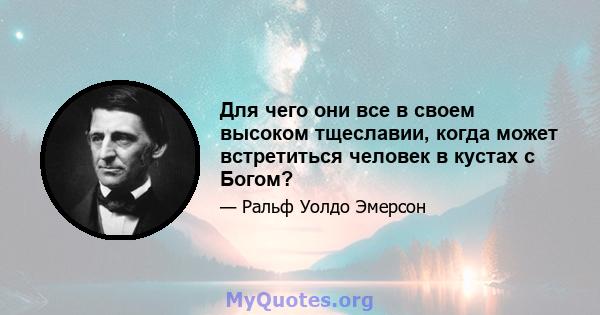 Для чего они все в своем высоком тщеславии, когда может встретиться человек в кустах с Богом?