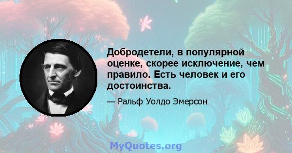 Добродетели, в популярной оценке, скорее исключение, чем правило. Есть человек и его достоинства.