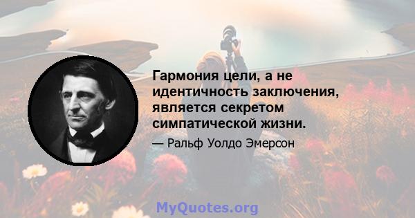 Гармония цели, а не идентичность заключения, является секретом симпатической жизни.