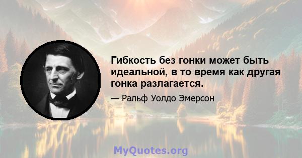 Гибкость без гонки может быть идеальной, в то время как другая гонка разлагается.