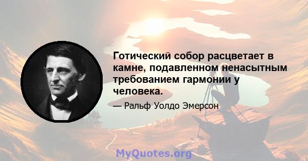 Готический собор расцветает в камне, подавленном ненасытным требованием гармонии у человека.