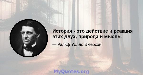 История - это действие и реакция этих двух, природа и мысль.