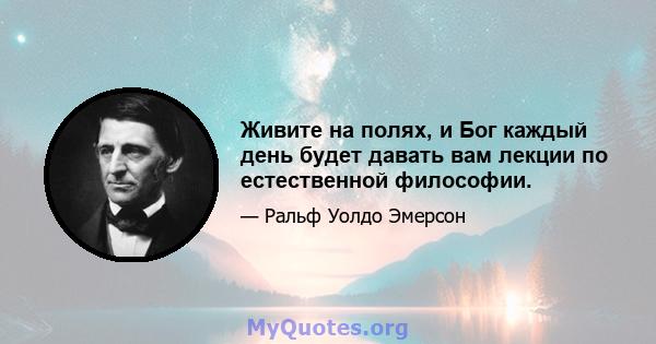 Живите на полях, и Бог каждый день будет давать вам лекции по естественной философии.