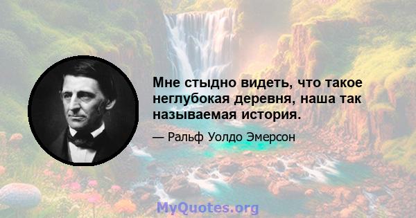 Мне стыдно видеть, что такое неглубокая деревня, наша так называемая история.