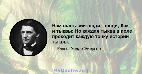 Нам фантазии люди - люди; Как и тыквы; Но каждая тыква в поле проходит каждую точку истории тыквы.