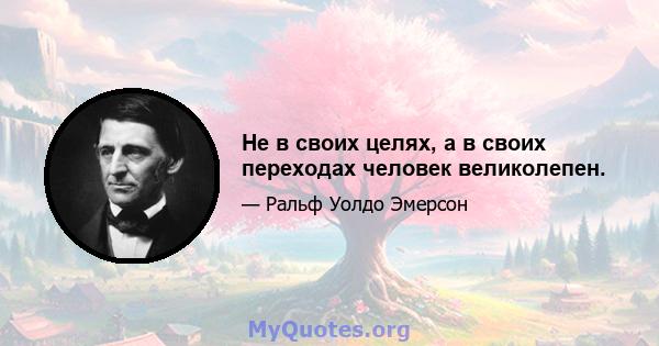 Не в своих целях, а в своих переходах человек великолепен.