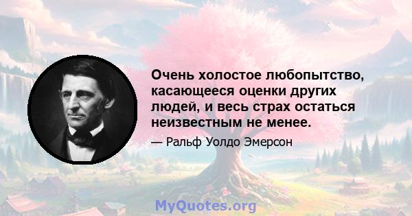 Очень холостое любопытство, касающееся оценки других людей, и весь страх остаться неизвестным не менее.