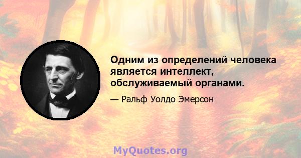 Одним из определений человека является интеллект, обслуживаемый органами.