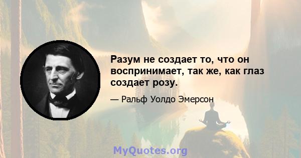 Разум не создает то, что он воспринимает, так же, как глаз создает розу.