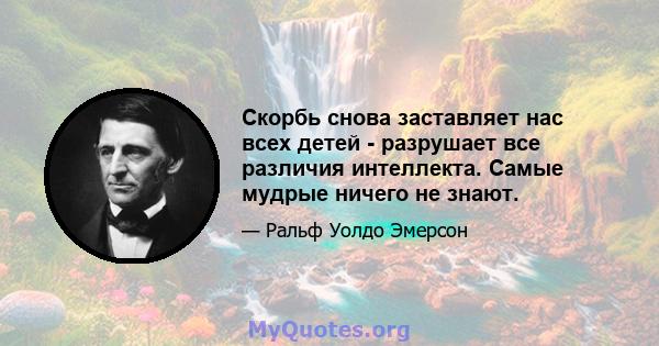 Скорбь снова заставляет нас всех детей - разрушает все различия интеллекта. Самые мудрые ничего не знают.